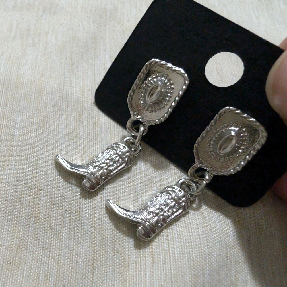 Vintage Silver Boot Charm Earrings - Picture 5 of 5